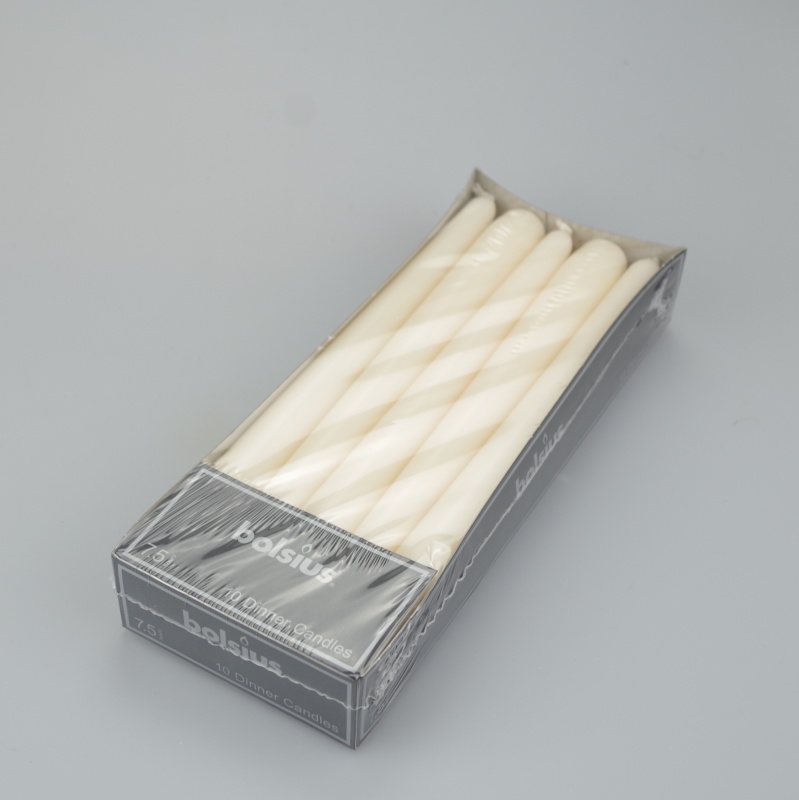 Pack of 10 Ivory taper dinner candles Justcandles.co.uk